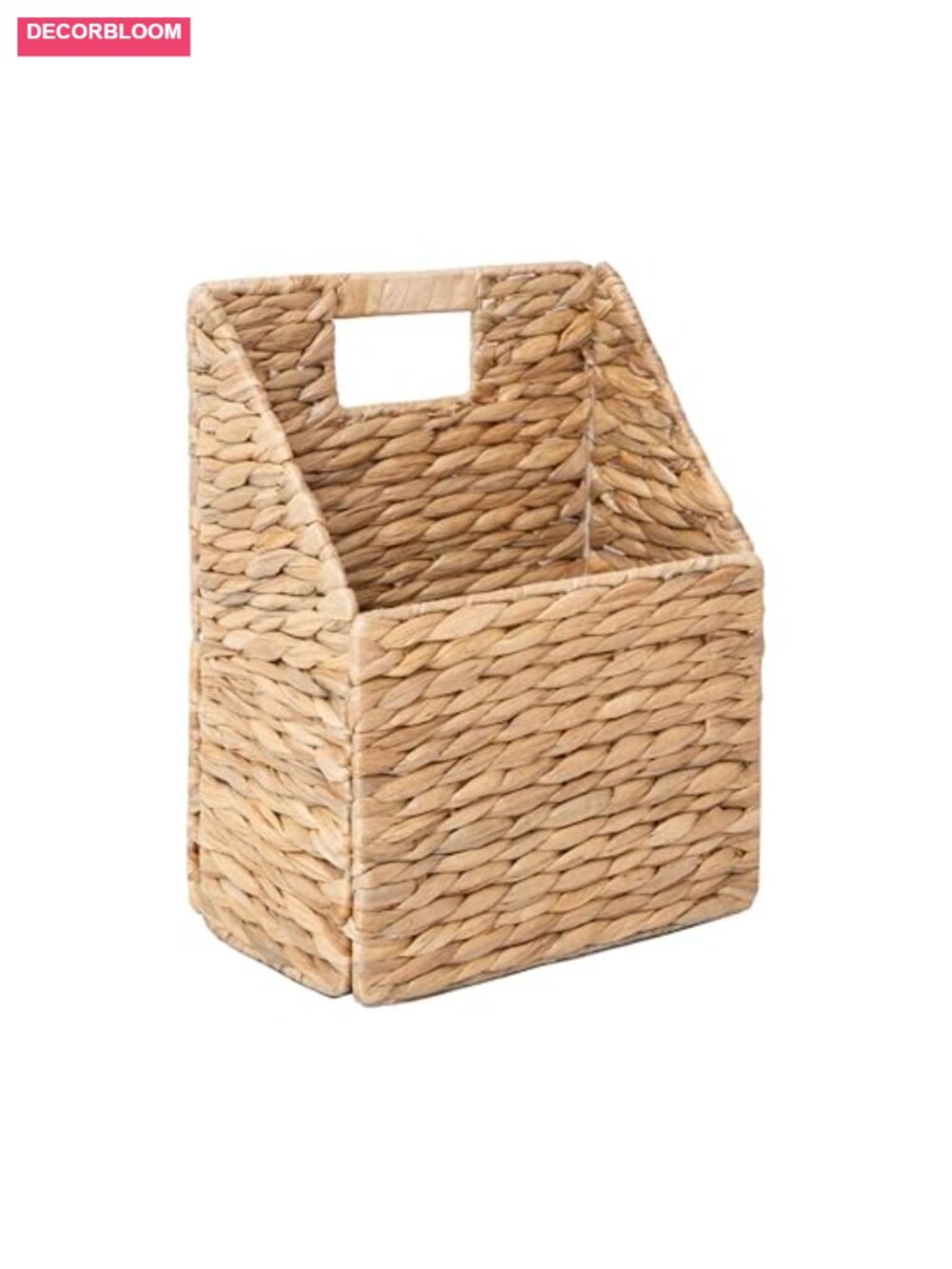 Handwoven Water Hyacinth Hanging Basket with Handle, Foldable Wicker Wall